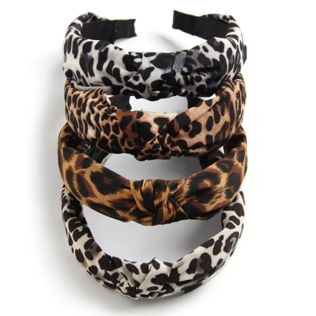 Komplet 4 obročev za lase z leopard vzorcem